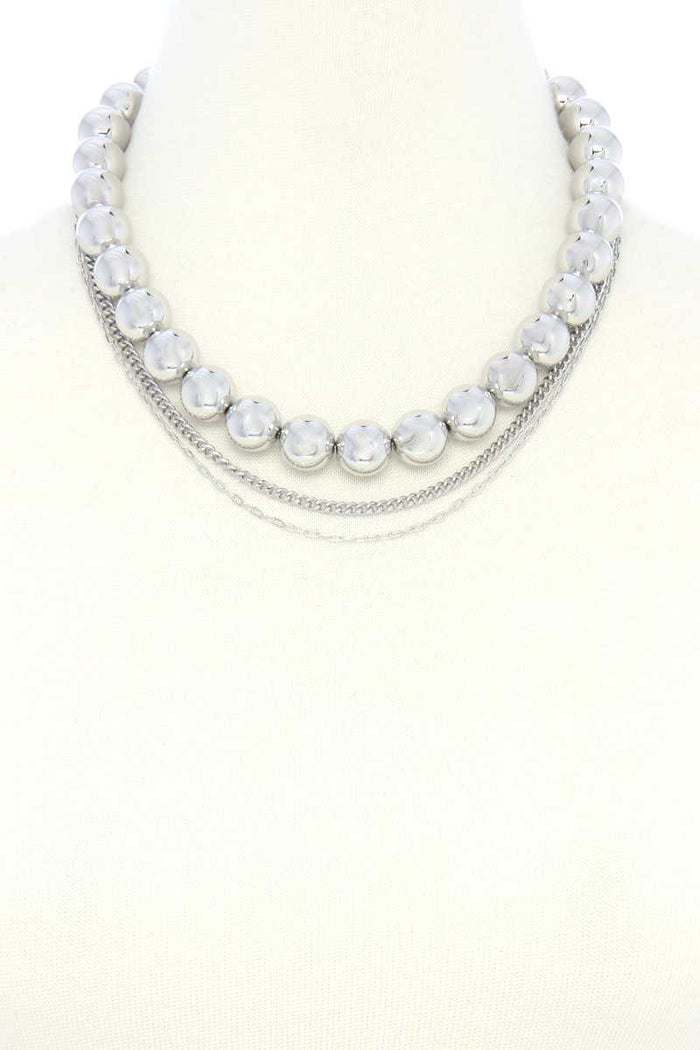 Metal Bead Layered Necklace