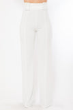 High Waist Pants With Self Fabric Buckle Detail On The Waist