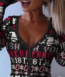 Plain Long Sleeve Button Design Romper Bodysuit