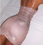 Champagne Ruched Bodycon Mini Dress